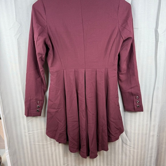 Venus Women's burgundy blazer Jacket y2k flare tails as 6 small - Picture 3 of 4